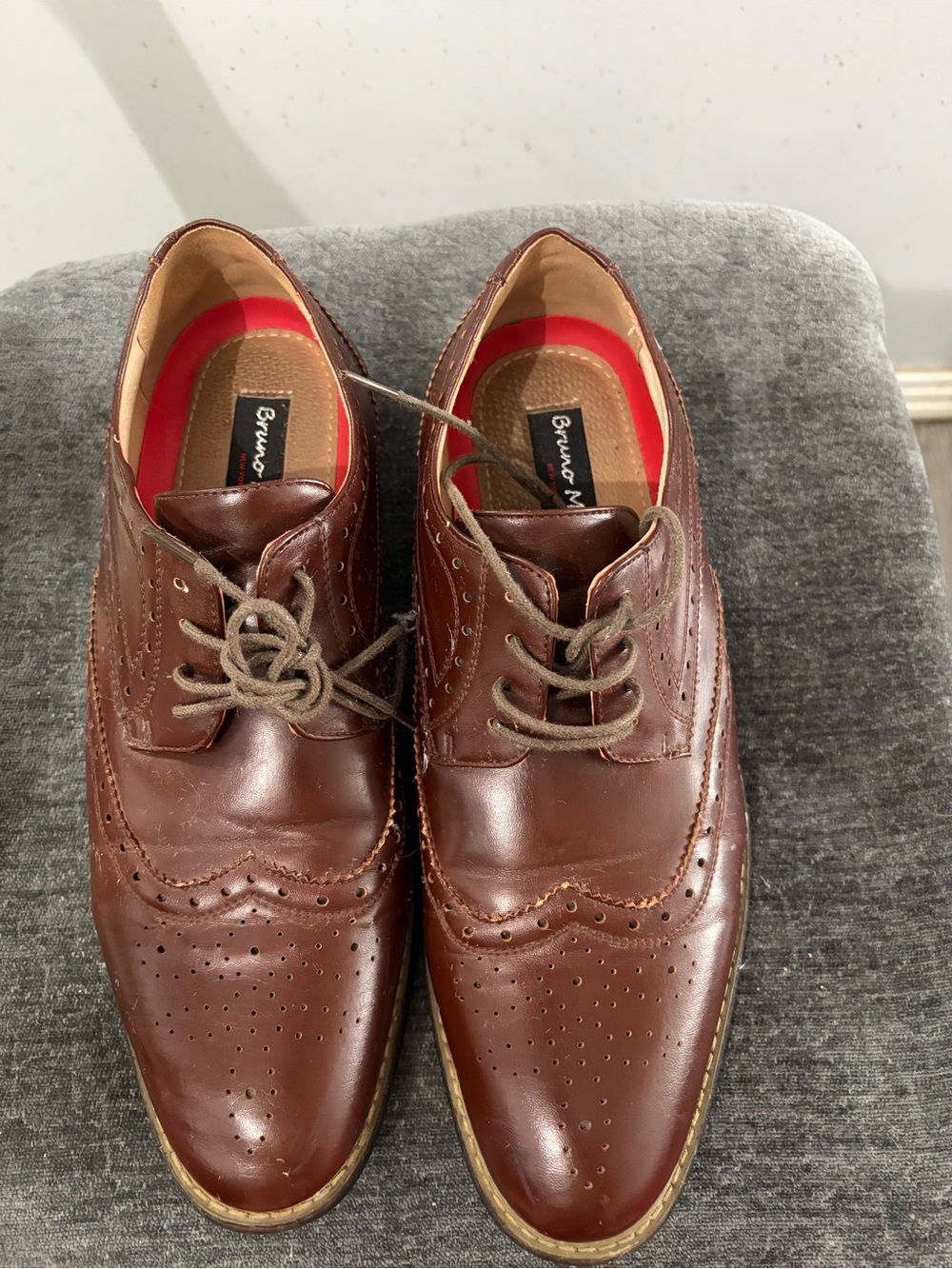 Men's Brown Leather Wingtip Oxford - Bruno Marc